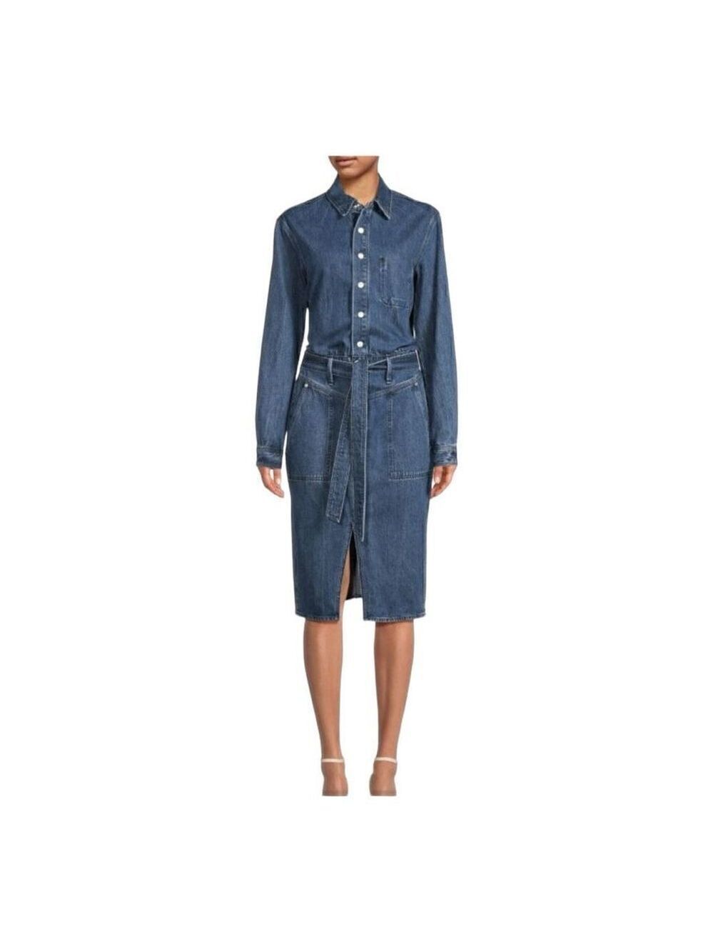 Rag & Bone Mia Belted Denim Dress Size XL - Picture 1 of 7